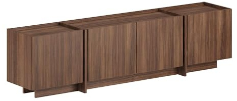 Modernes TV-Möbel, Milano Walnut, 180 cm x 46 cm x 35 cm | 100% melaminbeschichtete Spanplatte, 18 mm dick | Soft-Close-Scharniere, stilvoll & funktional für Wohnzimmer & Unterhaltungsbereiche