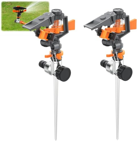 Gartensprinkler Rasensprenger Impulsregner - Kreis- und Sektorenregner - 3/4 Zoll - Rasensprenger mit Pulsation – rotierend – mit Schnellkupplung – große Flächen