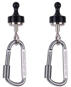 Yoogeer 2Pcs Magnetic Hooks for Camping Canopy, Magnet Clip Hanger with Carabiner, Cruise Hanging,Tent Magnets Hooks for Tents Swivel Snap Fly Fishing Hiking (Black)