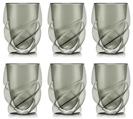 Bodum Double Walled Glasses pack of 2 PAVINA PARIS Transparent Grey - 270ml Cups - Dishwasher Safe Thermal Cup - Mouth-blown Borosilicate Glass