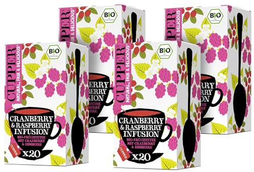 Cupper - Infusiones Ecológicas Arándanos Frambuesa - Pack 4 Cajas 20 Bolsas