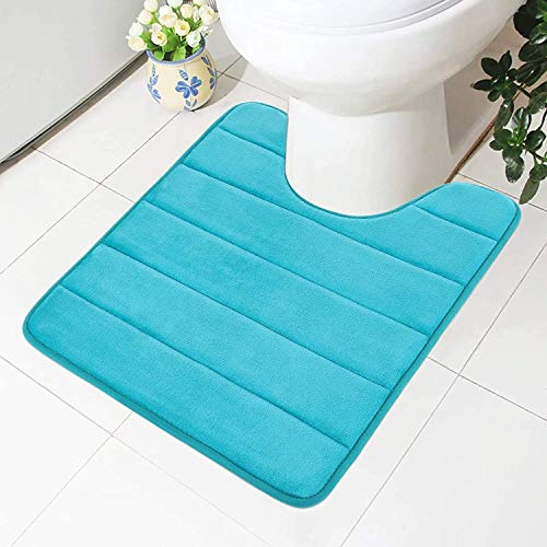 Homaxy Memory Foam Gesteppt U-förmig 50x60cm Toiletten Vorleger, Pfaueblau | weich&bequem, linderung von druck ermüdung der füße, wasser aufnehmen&schnell trocknen, rutschfest zurück, maschinenwaschbar
