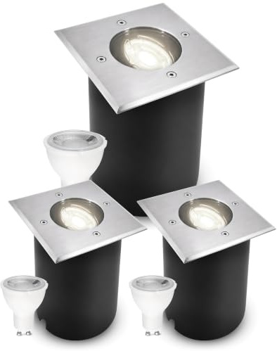 SSC-LUXon JUAVI Bodeneinbaustrahler 3er Set eckig IP67 GU10 3W neutralweiß