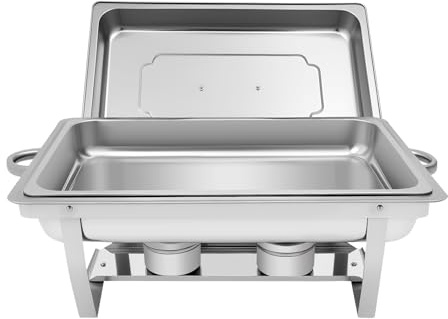 Speisenwärmer Edelstahl, 9L Chafing Dish Warmhaltebehälter Speisewärmer Wärmebehälter Hotel Buffet Wärmer mit Klapprahmen