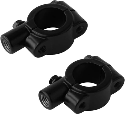 Evermotor Lenkerklemme 22mm M10 (7/8) Universal Lenkerhalterung Spiegelhalterung Motorrad 10mm Lenkerschelle Lenkerhalter Schwarz Fahrradspiegel Halterung (2 Stücke)