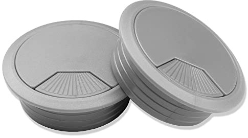 Mprofi MT® 10 Pezzi | Passacavi per Scrivania Argento Ø80mm | Organizzatore per Mobili per Ufficio | Passacavi in Plastica | Organizzatore per Scrivania | Scatola Cavi | Tappo Passacavi Per Scrivania