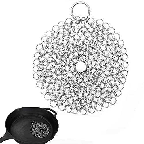 Edelstahl Gusseisenreiniger Ringreiniger Mit Aufhängering Gusseisen Reiniger Topfreiniger Zum Reinigen Schrubber Reinigungsset Für Dutch Oven Bratpfannen Grillpfannen Oder Woks Und Mehr
