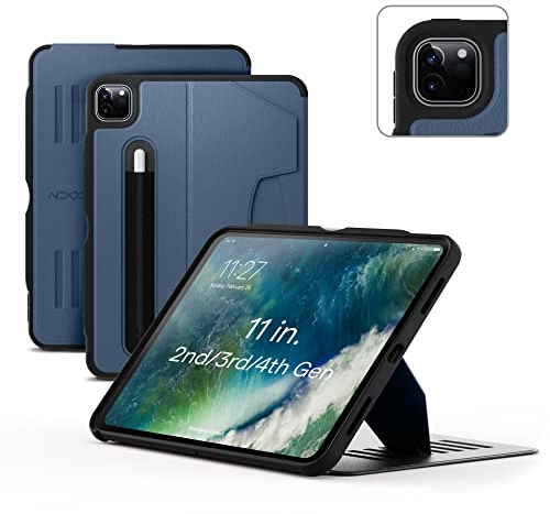 ZUGU Custodia per iPad Pro 11 2022/2021/2020/2018 4a / 3a / 2a / 1a Generazione, Cover Protettiva con 8 Angoli Regolabili Magnetico, Ricarica di Apple Pencil, Auto Svegliati/Sonno [Blu ardesia]