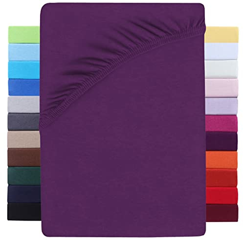 NatureMark Premium Boxspringbett Spannbettlaken 180 x 200 bis 200 x 220 cm - hoher Steg bis 40cm Matratzenhöhe - Wasserbetten Spannbetttuch - Baumwolle mit Elasthan, Lila
