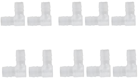 Hilitand 10 St 90 Graders Armbågsslang Hulling Plast Lika Hullingförsedda Kopplingsadapter L-form Slangkoppling för Akvarium Luft Vatten Bränsleolja Inert Gas(10mm)