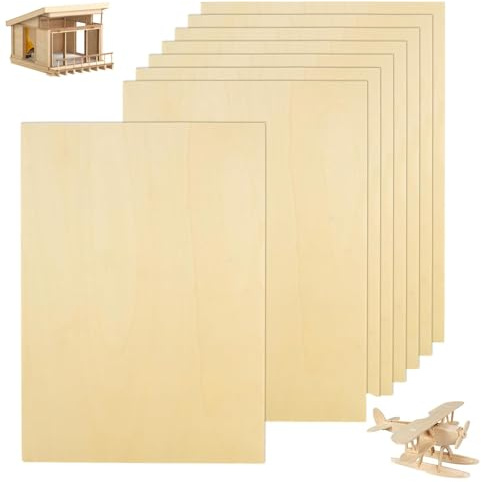 YOUNTHYE Lot de 10 feuilles de contreplaqué naturel 3 mm, 420 x 300 mm, feuilles de bois de tilleul brut pour travaux manuels, peinture, projets laser, gravure sur bois