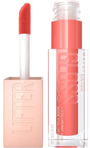 Maybelline New York Glänzender Lipgloss für voller wirkende Lippen, Feuchtigkeitsspendend, Mit Hyaluronsäure, Lifter Gloss Candy Drop, Farbe: Nr. 022 Peach Ring (Orange), 1 x 5,4 ml