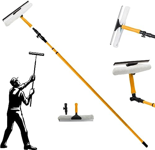 Long Professional Window Cleaner Heavy Duty Telescopic Conservatory Squeegee Soft Head for Windows Glass Cleaning Extendable Cleaner Kit 3.5m