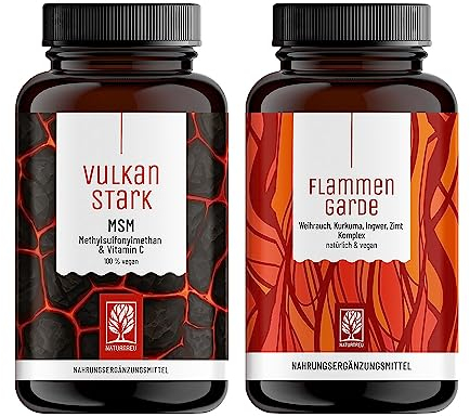 Weihrauch Kurkuma Ingwer Kapseln Hochdosiert - 500mg Boswelliasäure, 400mg Curcumin, Zimt, Gingerol & Piperin - Ohne chemische Entzündungshemmer oder Gelenkkapseln (Flammengarde & Vulkanstark)