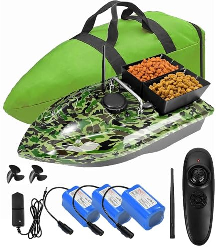 Futterboot,12000mah Batterien mit großer Kapazität futterboot,500m Fernbedienung,1,5kg Ladetrichter.Wind- und wellenfest,mit Handtasche. Geben Sie Antennen, Propeller, und andere kleine Geschenke.fish