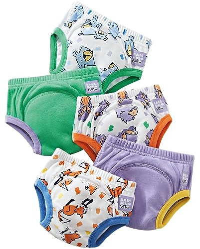 Bambino Mio, Revolutionerande tvättbara träningsbyxor, unisex, för pojkar och flickor, 5-pack, djurförtroende, 3–4 år, flerfärgad, 3–4 år
