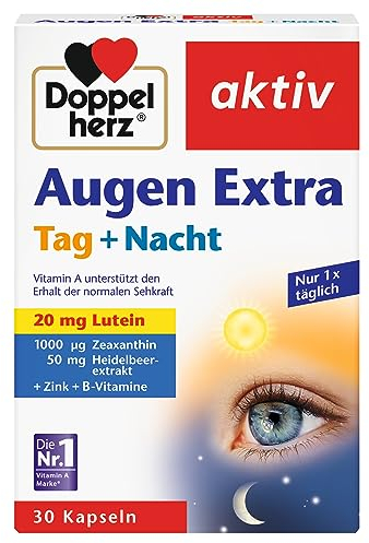 Doppelherz Augen Extra Tag + Nacht - Vitamin A trägt Tag und Nacht zur Aufrechterhaltung der normalen Sehkraft bei - 30 Kapseln, 3er Pack (3 x 30 Kapseln)