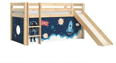 möbelando Spielbett >Pino< in Kiefer massiv Natur lackiert - 210x114x218 (BxHxT)