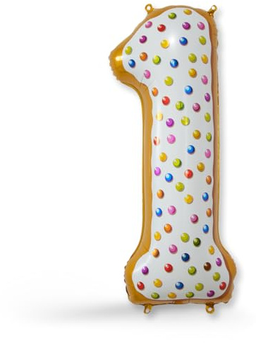 FUNXGO® Folienballon Zahl 1 dount - Riesen-Ballonzahl - Verstärktes Material- fliegt mit Helium - 1 Geburtstag Luftballon - Deko zum Geburtstage, Party, Hochzeiten - Ballon 1 dount