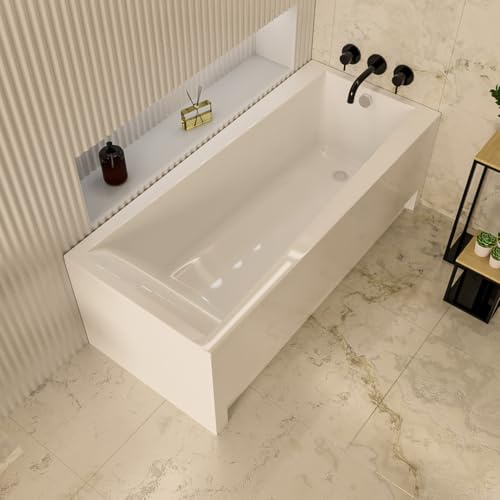 ECOLAM Badewanne LINDA 150x75 Schürze Wanne Acrylwanne Rechteck Ablauf Füße | direkt vom Hersteller Top Qualität echtes Sanitäracryl modern Verkleidung keine Fliesen nötig