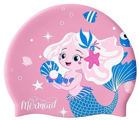 Swim Cap for Kids, YondestStars Swimming Cap for Girls Boys Children Age 3-10, Silicone Bathing Caps for Long and Short Hair