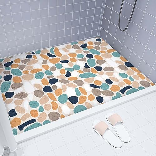 GLMGBP Große Luffa-Duschmatte, rutschfeste, schimmelresistente, rechteckige Badewannenmatte, weiche, komfortable PVC-Innenduschmatte mit Ablauf, schnell trocknende Badezimmer-Duschkabinen-Bodenmatt