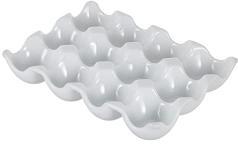 White Ceramic Egg Storage Tray 12 Grid Refrigerator Box