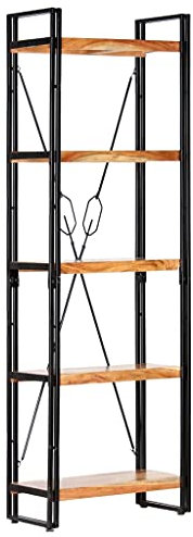 THOYTOUI Bücherregal, Büroregal Lagerregal Lagerschrank Hochschrank Geeignet für Küche Garten Wohnstube Werkstatt 5 Fächer 60x30x180 cm Akazie Massivholz