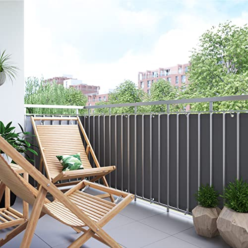 BalkonsichtschutzZaunblende Sichtschutz Blickdicht Polyester mit Ösen für Balkon Sichtschutz - Dunkelgrün 100x750cm