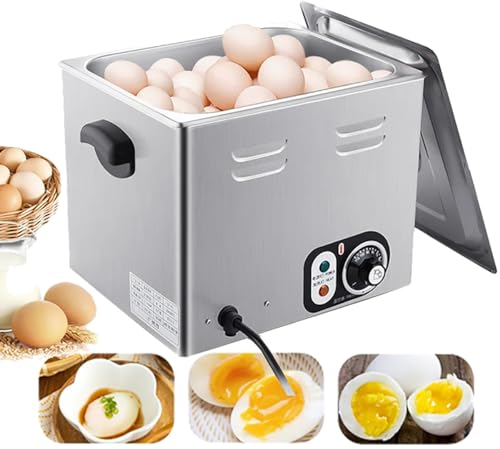 HDaspijh Hervidor De Huevos De Aguas Termales, Hervidor De Huevos EléCtrico Comercial De 2600 W, Capacidad De 60 Huevos, MáQuina AutomáTica De Huevos Medio Cocidos, Control De Temperatura De 30-110 ℃