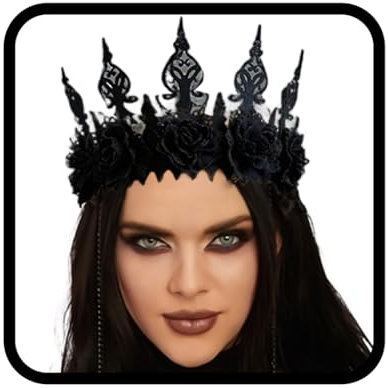 Fashband Diadema de flores góticas para Halloween, vintage, diadema floral para cosplay, accesorio para el cabello para mujer