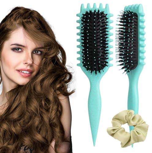XFSRG Brosse Cheveux Paddle Ergonomique Démêlante Professionnelle Chouchou Satin Coiffure Quotidienne Boucles Naturelles