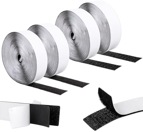 Scratch Autocollant Double Face 10M x 20mm, Bande Scratch Adhésive Puissant. Nastro autoadesivo a strappo e gancio Nastro biadesivo per interni ed esterni - biadesivo - Nero