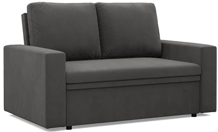 Mebligo - NEO Kollektion Sofa 2 Sitzer Mit Schlaffunktion Und Bettkasten, 148 x 90 x 87 cm, Kleines Schlafsofa Für Wohnzimmer, Grau