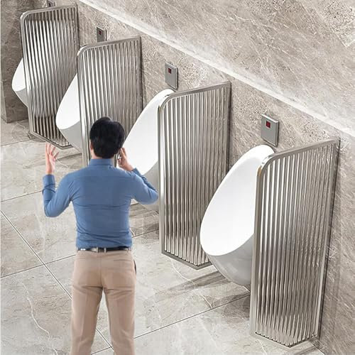 HAILMGAY Glas-Urinal-Trennwand, Herren-Urinal-Sichtschutz, Wandmontierte Urinal-Schallwand, Toiletten-Trennwände, Öffentliche Toilette (Silber),2Pcs