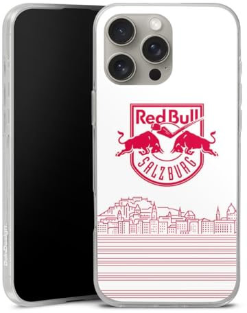 Silikon Hülle kompatibel mit Apple iPhone 16 Pro Max Case transparent Handyhülle Eishockey Skyline EC Red Bull Salzburg