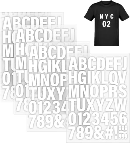 BEPSYOM 4 Hojas Heat Transfer A-Z PU-Alphabete para Ropa Tshirt Impresión DIY, Hojas de Letras y Números para Planchar para Ropa, Letras de Vinilo para Planchar, termoadhesivas Ropa