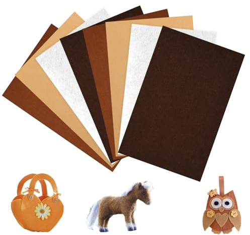 Deepton Fieltro para manualidades de 2 mm, fieltro para manualidades, 20 x 30 cm, 4 colores, tela no tejida, placas de fieltro para manualidades, costura, decoración manual (serie marrón)