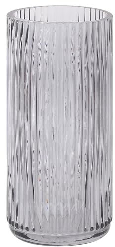 KAYLETIN Jarrón de vidrio acanalado, jarrón de cristal negro para flores, jarrones para ramo, jarrones acanalados modernos para sala de estar, dormitorio, mesa de comedor, oficina, boda, 20 cm