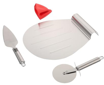 MOLUCKFU 4 Stück Edelstahl Pizzaschaufel Backschaufel Für Pizza Kuchen Brot Mit Ergonomischem Griff Für Küchenzubehör