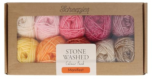 Scheepjes Stone Washed Farbpaket 10x25g - Rot, Rosa und Orange