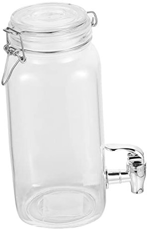 DECHOUS Getränkespender Mit Wasserhahn Aus Glas Glasbehälter Getränkefass Für Küche Saftspender Mit Dichtungsring Praktische Lagerung Für Familie