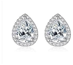 Sterling örhängen, örhängen for kvinnor, vattendroppe diamantörhängen sterling bröllop for kvinnor löfte exklusiva örhängen
