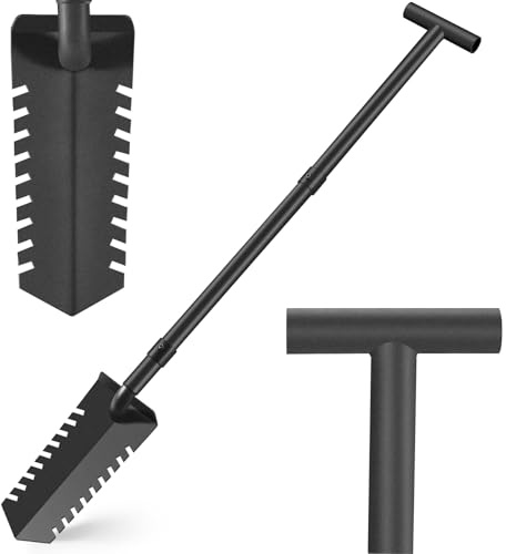 40 Metal Detecting Shovel Digging Tool, T-Handle Metal Detector Shovels, Root Slayer Shovel for Landscapers Lawn Gardeners Relic & Gold Prospecting