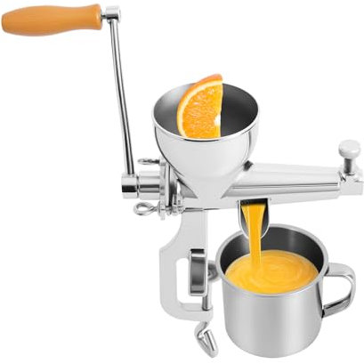 Mqwdxzfes Prensa manual de acero inoxidable, exprimidor de frutas con abrazadera C, prensa de frutas, prensa de pasto de trigo, prensa de frutas, exprimidor de bayas, exprimidor en frío para hierba de