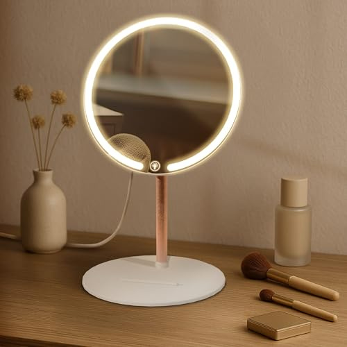 CLP Schminkspiegel dimmbar Streep LED-Beleuchtung 3 Lichtfarben, Kosmetikspiegel, Touch-Bedienung, Farbe:weiß