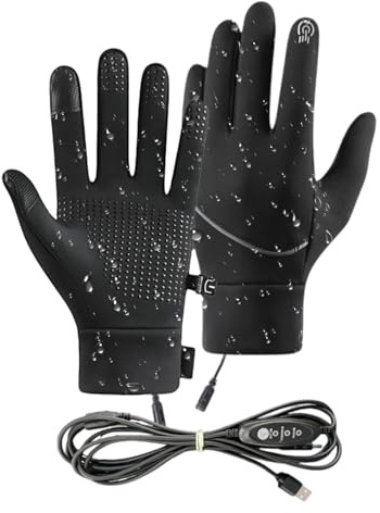 Winter Heated Gloves Windproof Touchscreen Mittens with 3-Temperature | Waterproof Thermal Heated Gloves for Riding Skiing Snowboarding Skating Hiking Working Studying Outdoors
