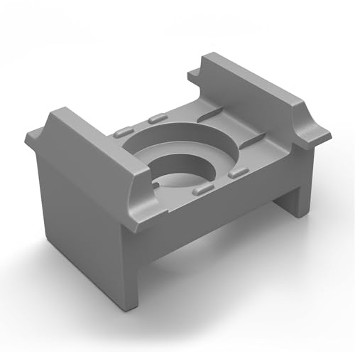 Qualinos 50x Doppelstabmattenzaun Klemmbock 40mm, PP-COPO, Silber/Verzinkt | UV-stabilisiert und frostfest, wird auf Metallpfosten genietet, ovales Langloch gleicht Fehlbohrungen aus, einfache Montage