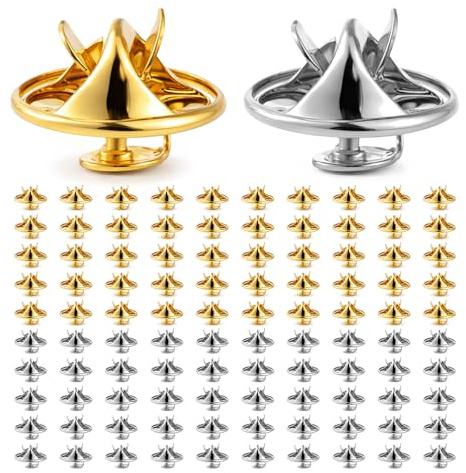 100 Pairs Metall-Verschlussstift Clutch Tie Tack Pin Rückseiten Schmetterling Pin Backs mit Blank Pins Stiftkappe Revers Stecknadelhalter Verschlüsse Butterfly Clips Pins Für Abzeichen Schmuck DIY