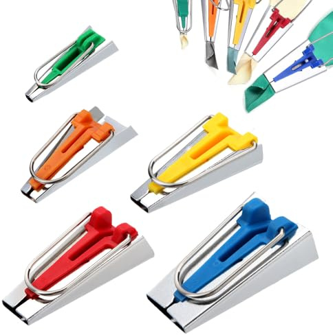 Bias Tape Maker Set, 5 Sizes (6 MM, 9 MM, 12 MM, 18 MM, 25 MM), Fabric Binding Maker Tool for Sewing, Quilting, DIY Patchwork, Arts and Crafts